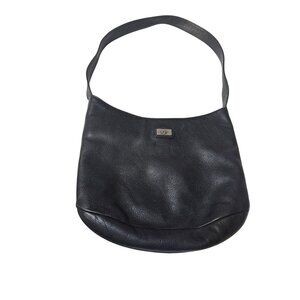 The Sak Black‎ Leather Hobo Shoulder Bag With Zippered Pocket & Adjustable Strap